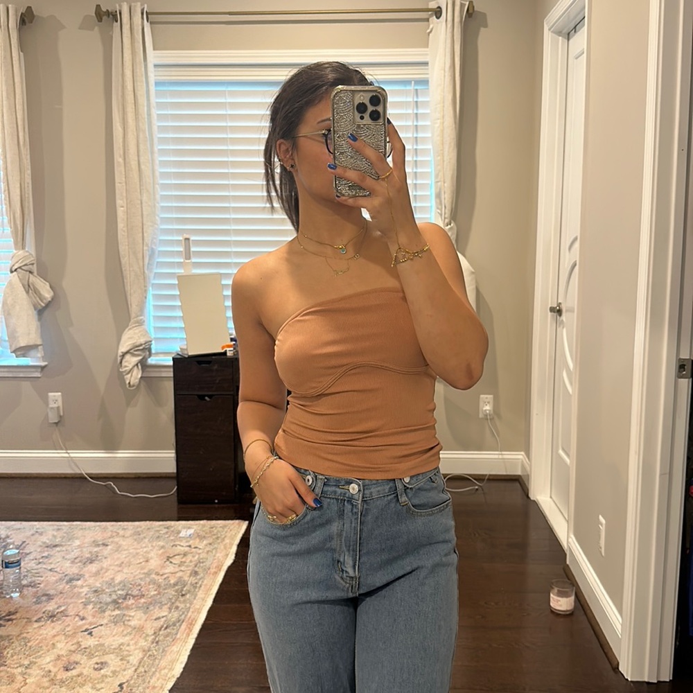 Dusty Pink ribbed tube top